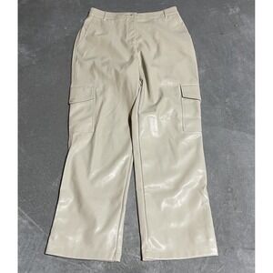 Bailey 44 Faux Leather Cargo Pants Womens 6 Tan Pockets Wide Leg